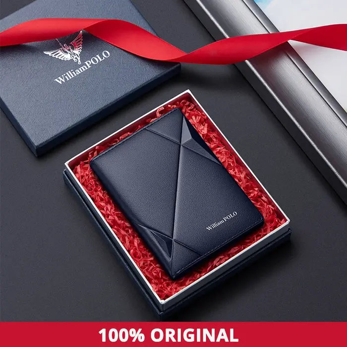 WILLIAMPOLO – portefeuille en cuir véritable pour hommes