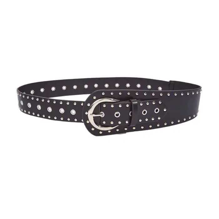 Ceinture noire rétro vintage à rivets