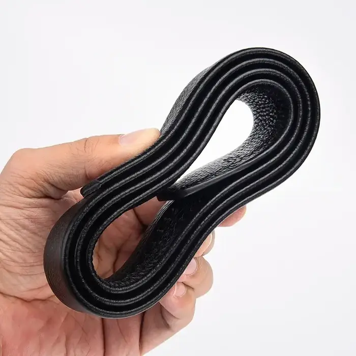 2 pièces ceinture pour hommes mode sans boucle ceintures haut de gamme noir souple en cuir PU hommes