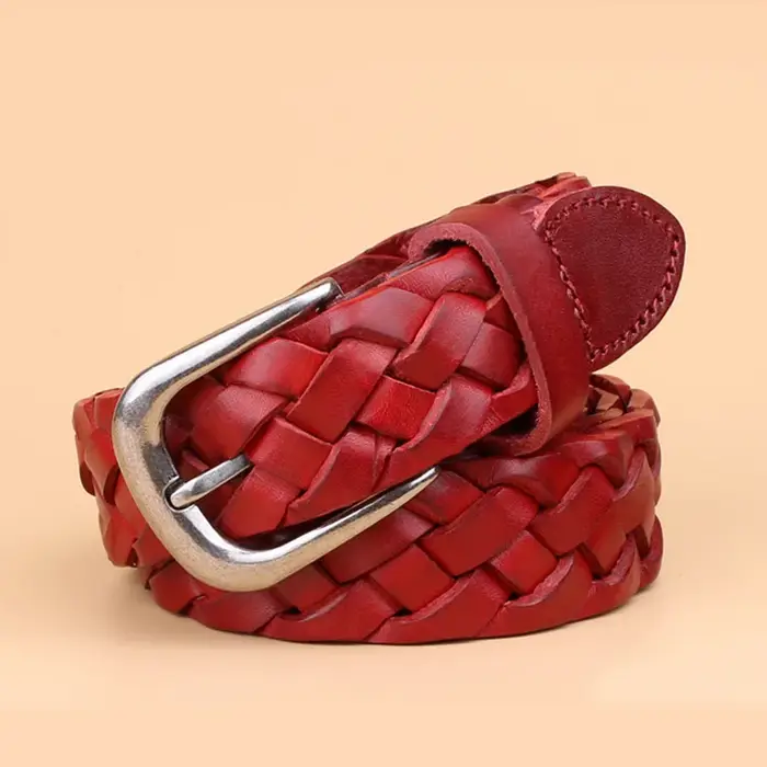 Ceinture de tissage en cuir véritable pour femmes
