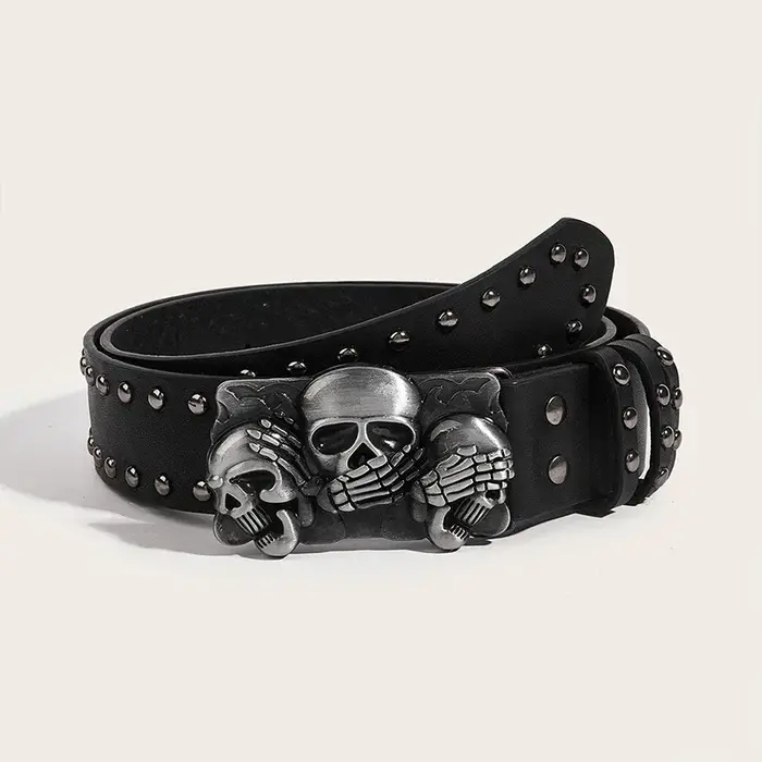 Halloween squelette main ceinture crâne décontracté gothique hommes