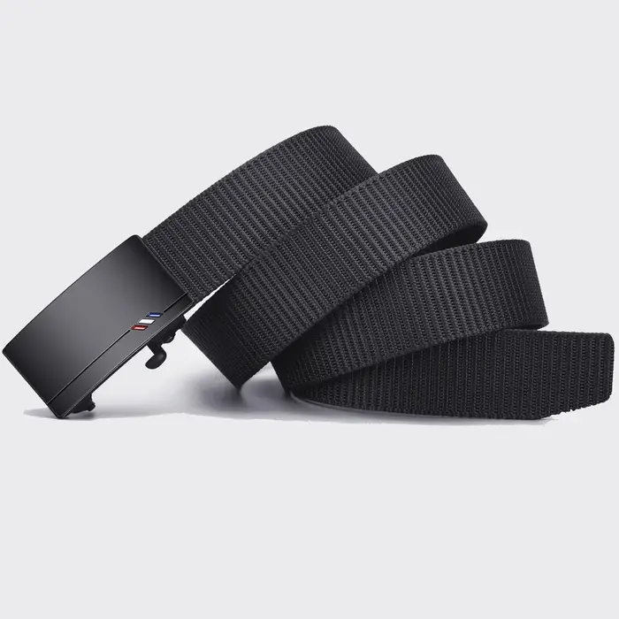 Ceinture en toile tissée pour hommes, 2 pièces, boucle automatique, ceinture décontractée, douce et