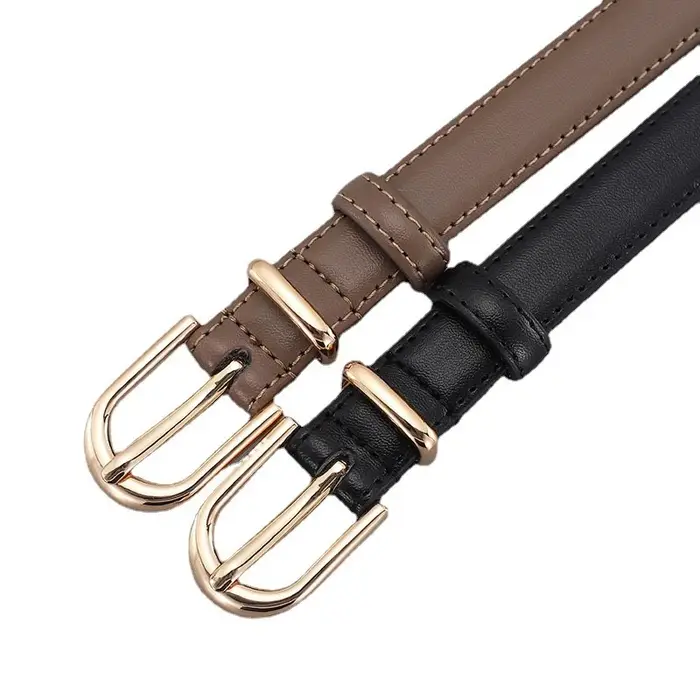 Ceinture en cuir de vachette double couche avec boucle en alliage pour femme, idéale pour un style business décontracté polyvalent, haut de gamme et simple, à porter avec des jeans