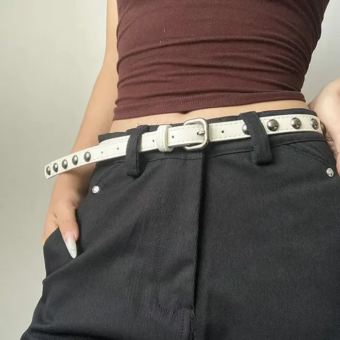 Ceinture en cuir pour femmes, Punk Cool, boucle en métal, œillet réglable, mode américaine, Vintage,