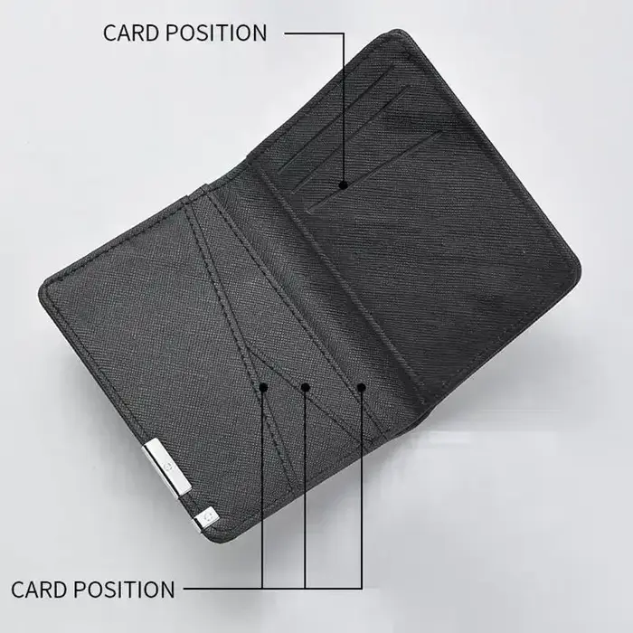 Portefeuille fin en similicuir noir de style professionnel avec plusieurs emplacements pour cartes