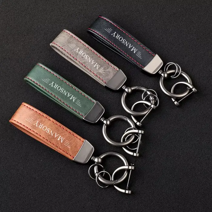 Porte-clés en cuir de luxe avec logo