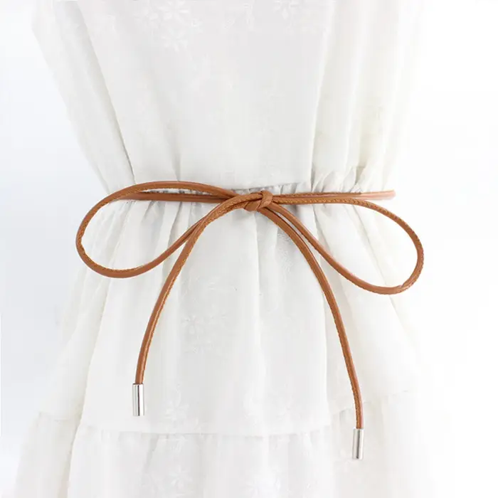 Ceinture ronde en cuir avec nœud pour femme