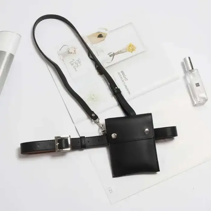 IEFB sangles toutes les mathématiques hommes femmes ceinture Mini-paquet nouvelle mode noir PU cuir ceintures vêtements accessoires multi-usages 9Y116