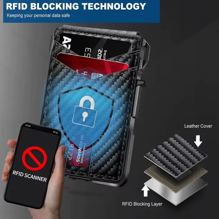 Portefeuille pour hommes bloquant RFID | Porte-carte pop-up intelligent mince minimaliste