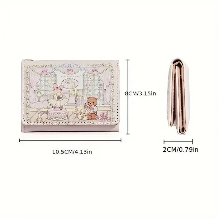 Portefeuille lapin ours série pique-nique de printemps pour fille