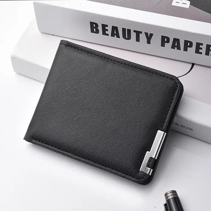 Portefeuille court pour hommes avec logo de voiture, en cuir PU, portefeuille à deux volets, porte-c
