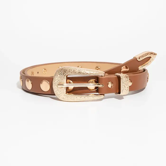 Ceinture marron vintage de style occidental pour femme