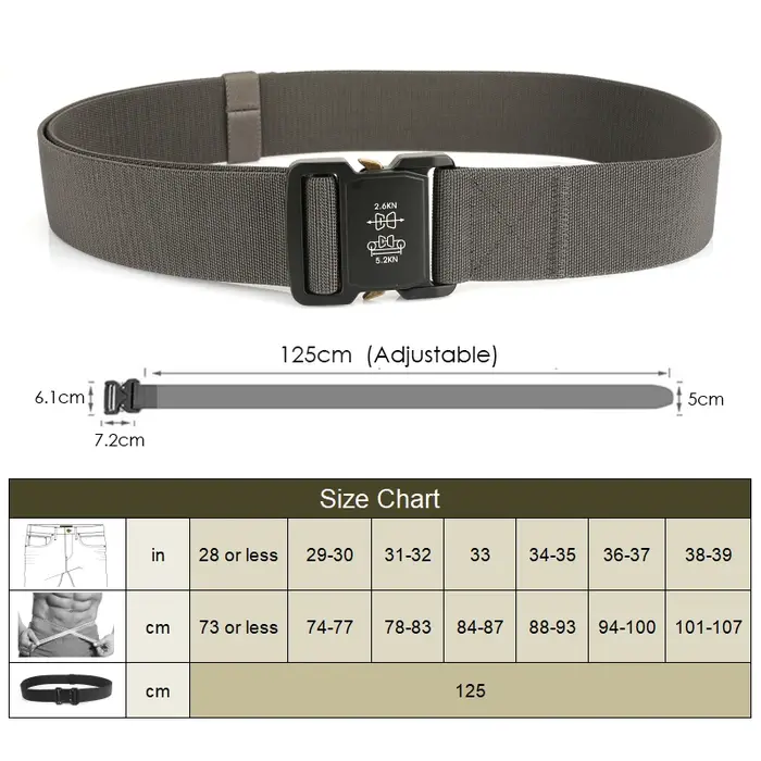 VATLTY 5cm / 2in Ceinture élastique pour hommes Boucle en aluminium