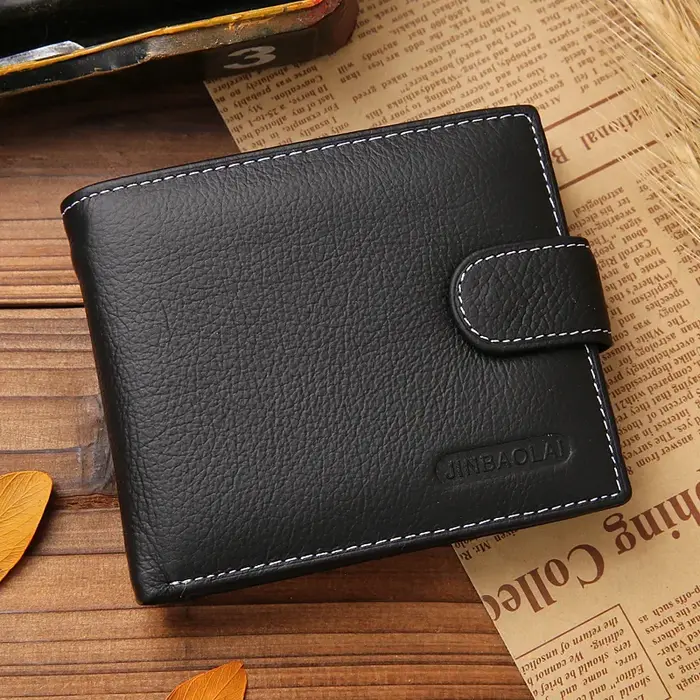 Portefeuille pour hommes en cuir véritable portefeuille court moraillon sac à main 2025 luxe mâle pi