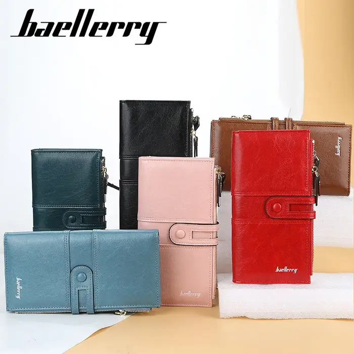 Portefeuilles longs en cuir PU pour femmes