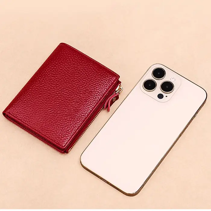 Portefeuille court multi-cartes en cuir PU grainé avec fermeture éclair WERLLANDS