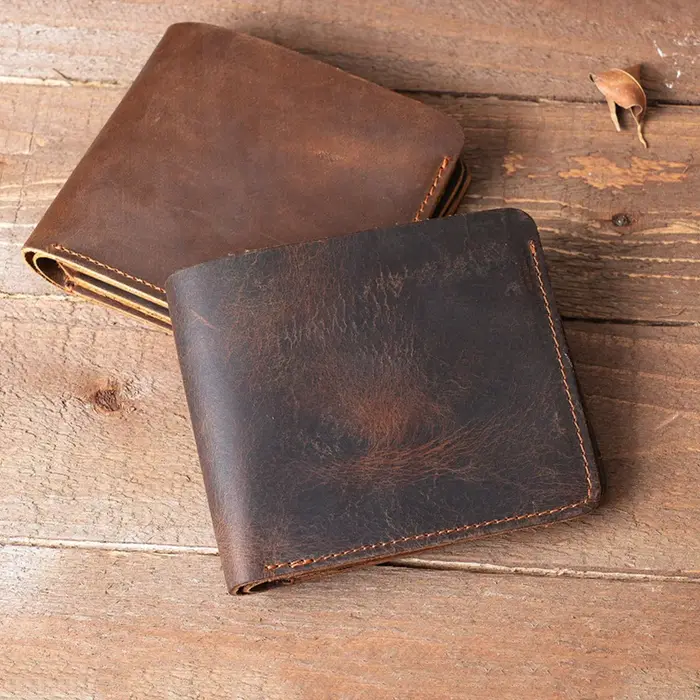 Portefeuille en cuir véritable pour homme avec poche à monnaie