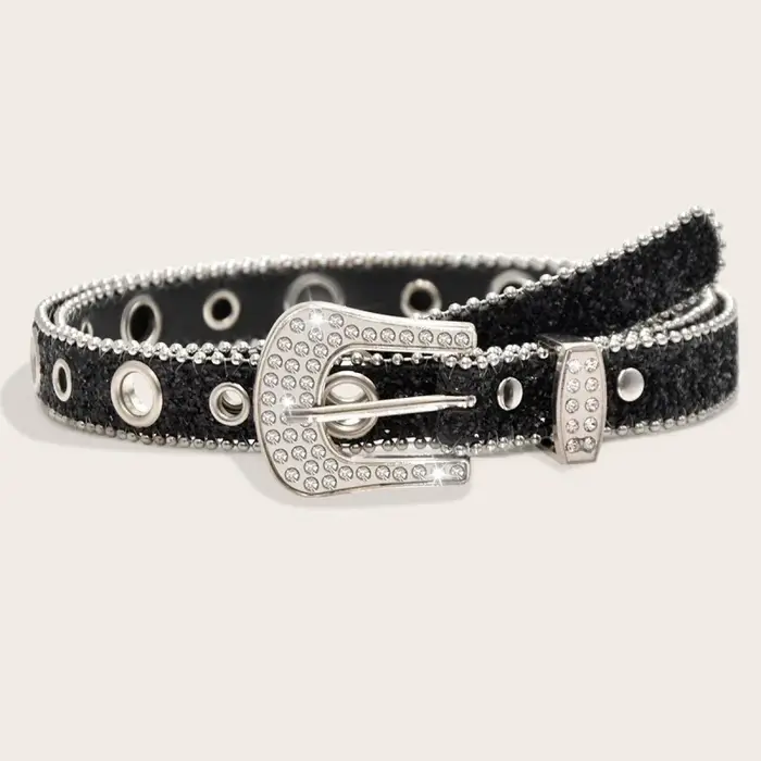 Ceinture Y2K en strass avec boucle à ardillon