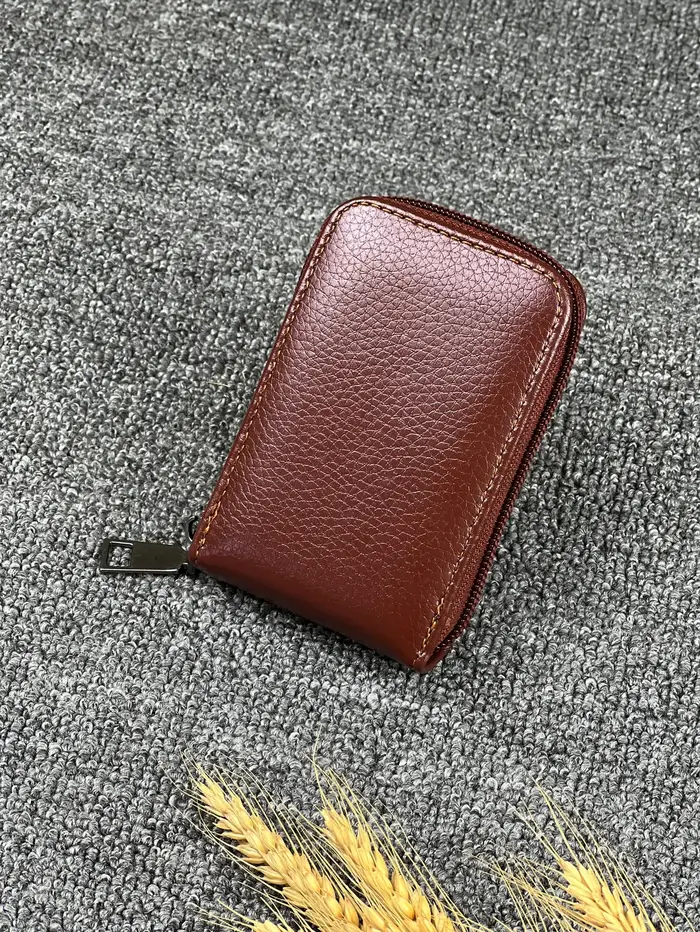 Portefeuille multi-cartes à fermeture éclair pour hommes – Porte-cartes compact avec plusieurs empla