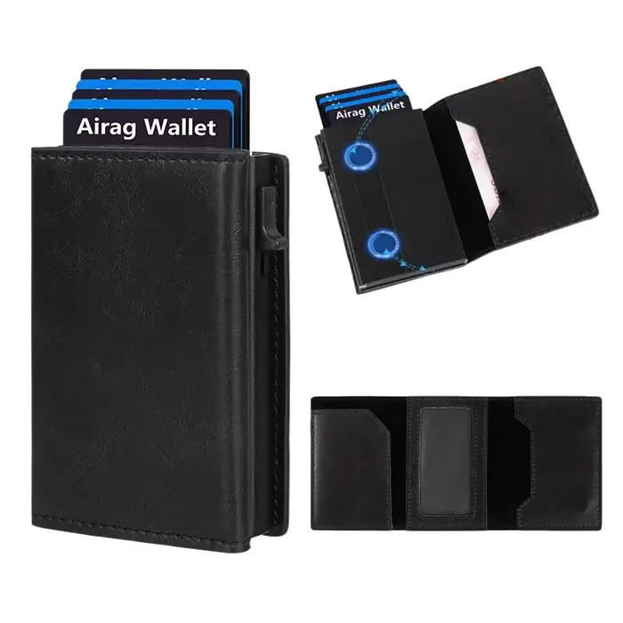 Étui portefeuille en PU Pop Up pour cartes, intelligent, blocage RFID, minimaliste, poche avant, cap