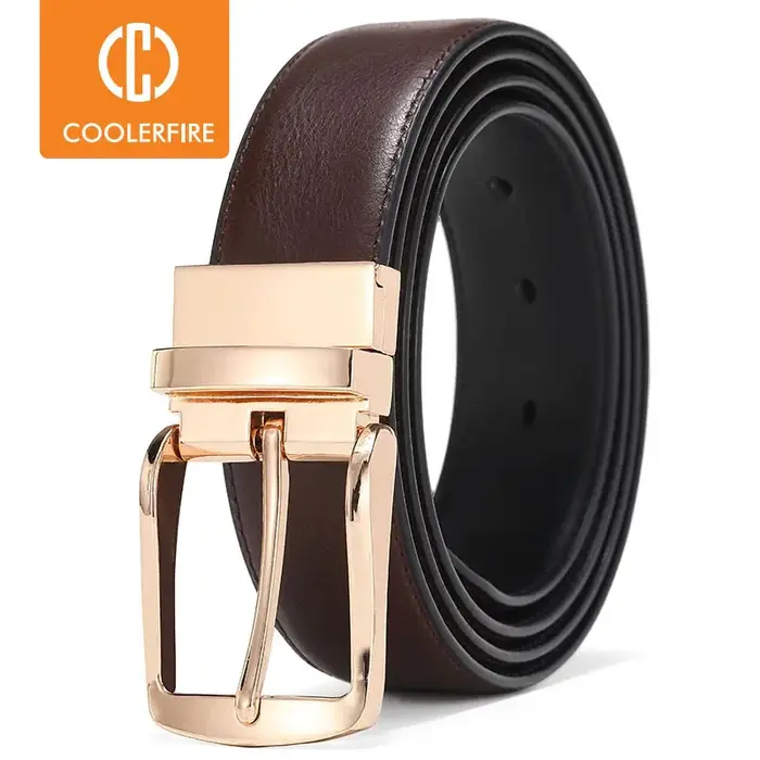 Ceinture réversible en cuir véritable pour hommes