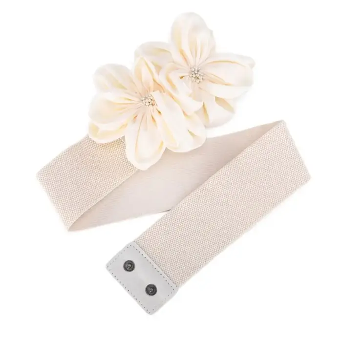 Femmes mode florale large ceinture élastique Chic décontracté grandes fleurs