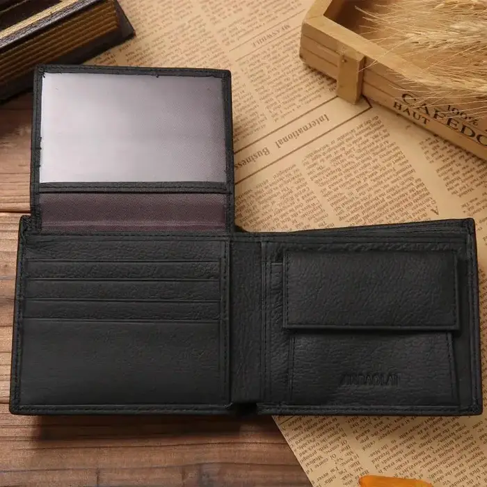 Nouveaux hommes portefeuilles produit Premium véritable peau de vache pour Homme court noir Walet Portefeuille