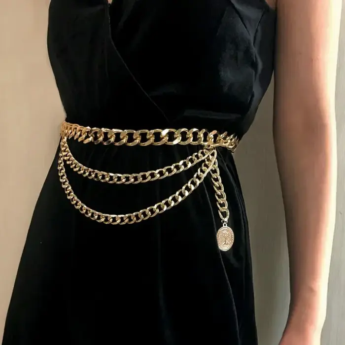 Gland or chaîne ceinture pour femmes robes marque de créateur de luxe Punk frange argent taille ceintures femme métal