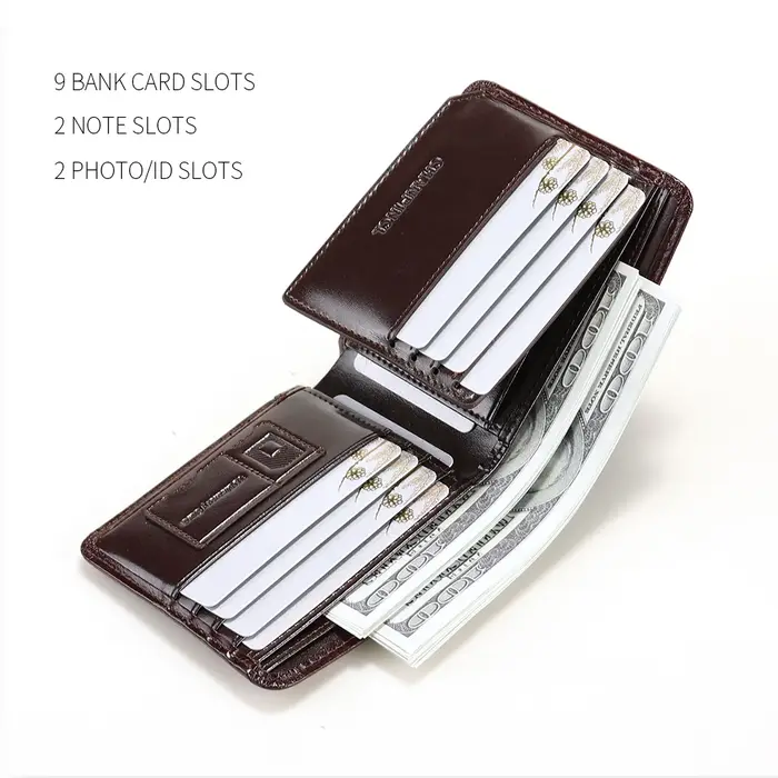 Portefeuille Homme Cuir Italien Tri-Fold Horizontal Slim CHANPINCL – Multi-Cartes