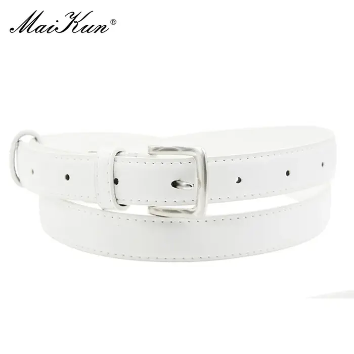 MaiKun – ceinture en cuir slim pour femmes, couleur unie, boucle ardillon, Simple, petite taille, co