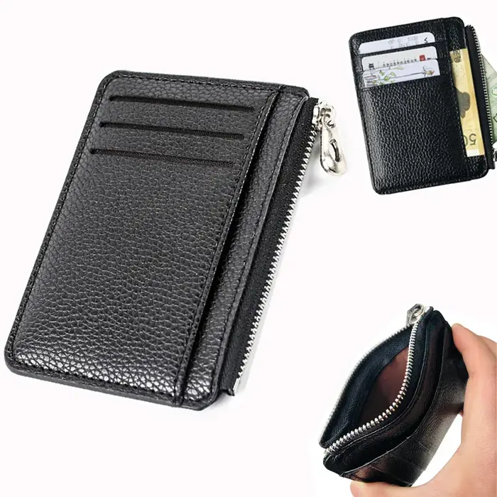 Portefeuille fin en cuir PU pour homme