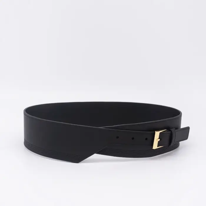 Ceinture large rayée en cuir de vache pour femmes, couverture de taille, nouvelle collection