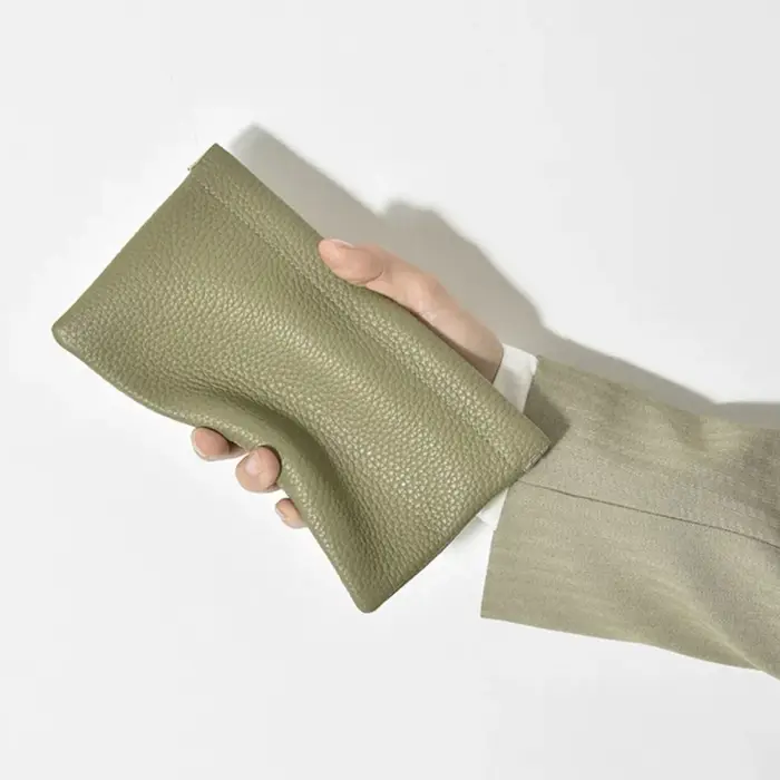 Portefeuille long minimaliste en cuir véritable pour femmes