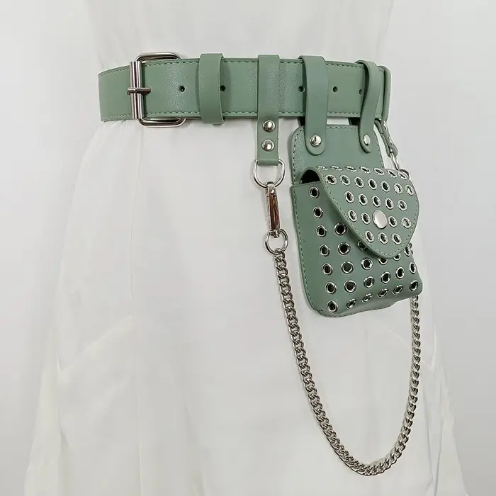 Mode Mini porte-monnaie multi-fonctionnel en cuir PU portefeuille argent ceinture sac Rivet petit multi-carte pochette pour femmes porte-carte