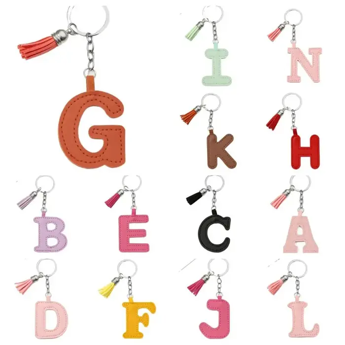 Organisateur de clés PU 26 lettre porte-clés gland taille boucle Alphabet voiture clé