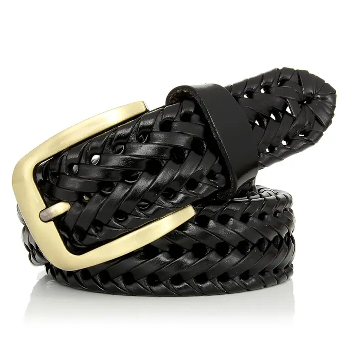 Ceinture tressée en cuir véritable pour homme
