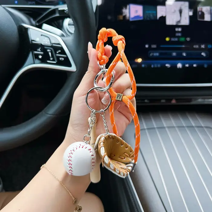 Porte-clés de baseball personnalisé et créatif, porte-clés de voiture simple, corde faite à la main,