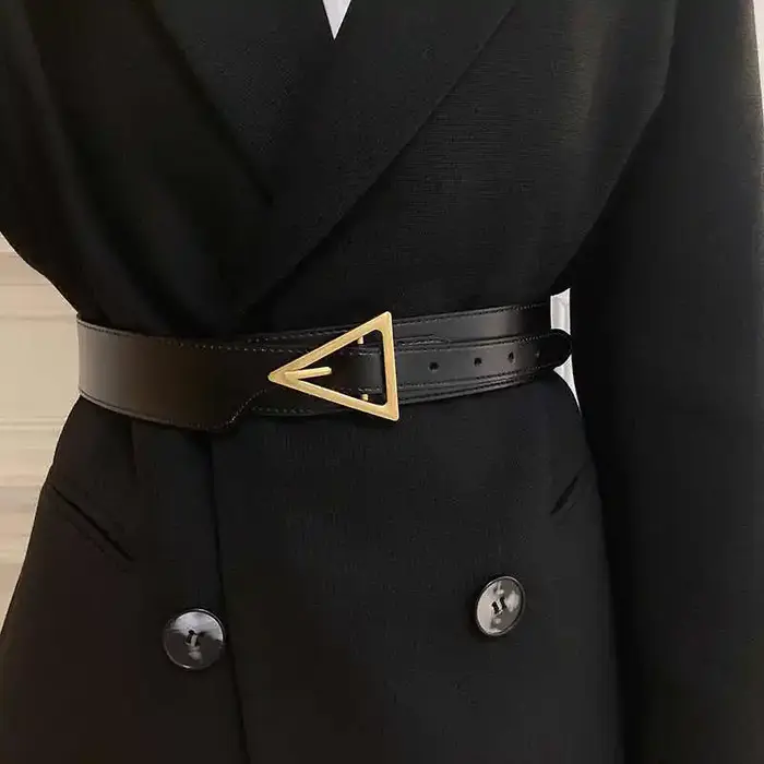 Ceinture décorative en cuir véritable pour femme avec drapeau de luxe