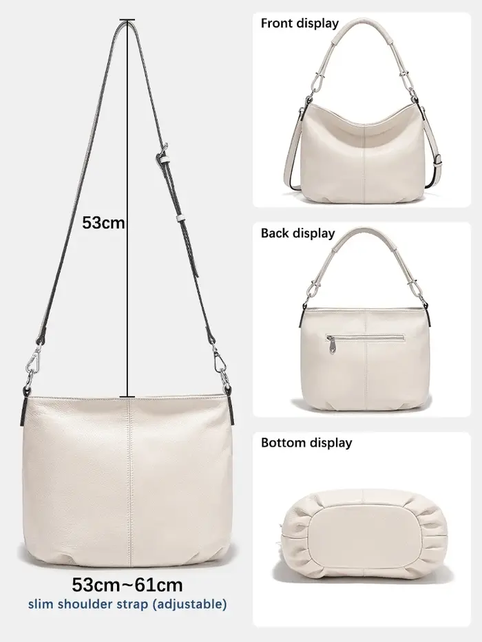Zency sac à bandoulière en cuir de vachette souple pour femme sac à main en cuir de mode sac à bando