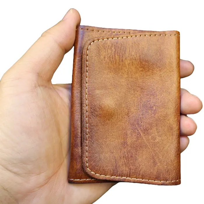 Portefeuille en cuir de vachette véritable pour hommes femmes Vintage fait à la main court petits portefeuilles
