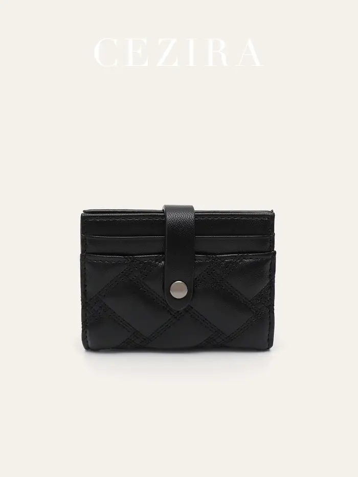 CEZIRA élégant porte-carte de crédit en cuir PU mode femme à deux volets court portefeuille multi-fentes pour cartes fonctionnel Portable sac à main
