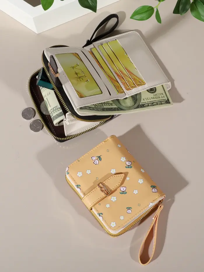 Porte-carte de crédit à motifs de fleurs pour femmes ou hommes