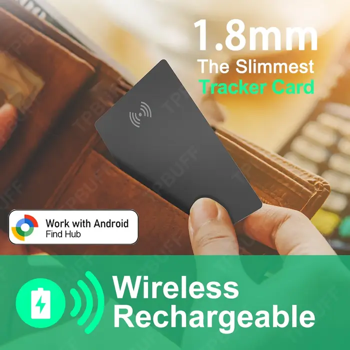 Portefeuille Anti-perte, carte Android, suivi de localisation, GPS, étiquette intelligente, fonctionne avec Google Find My App, dispositif Bluetooth, Charge sans fil