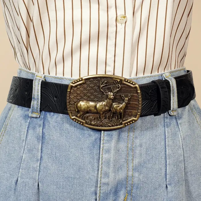 Ceinture Western Cowboy Street Style – Motif Animal sculpté