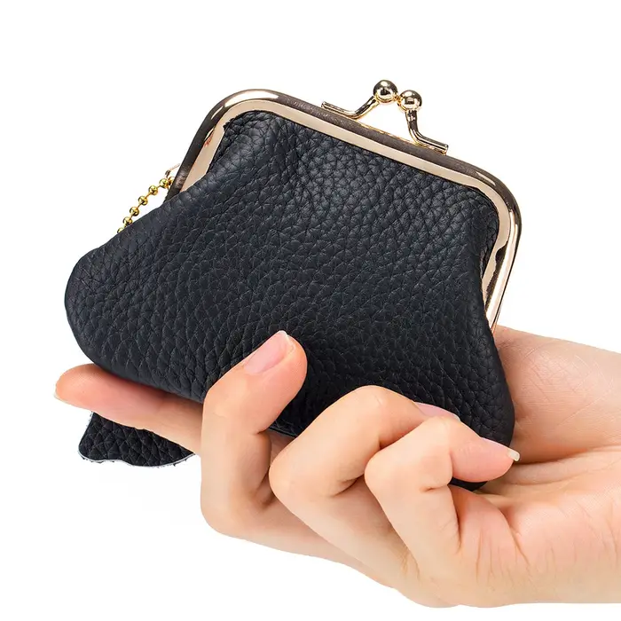 Portefeuille court vintage en cuir véritable pour femme