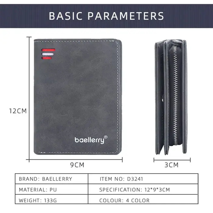 Baellerry nouveaux hommes portefeuilles de haute qualité marque porte-carte court mâle sacs à main fermeture éclair