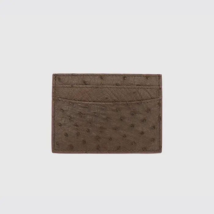 Porte-cartes unisexe en cuir véritable pour hommes et femmes, marque de mode, étui de luxe, cuir d'autruche véritable, porte-cartes de crédit, petit sac, portefeuille