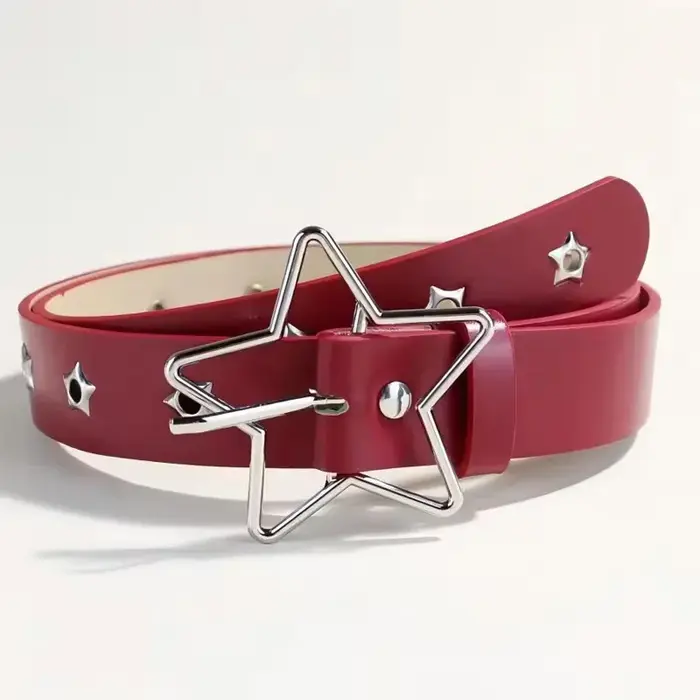 Ceinture Y2K Punk Star en cuir PU noir à rivets et œillets, style Goth, pour femmes, jeans, pantalon