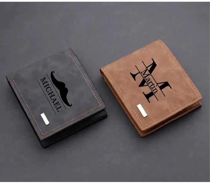 Portefeuille personnalisé pour hommes avec nom gravé