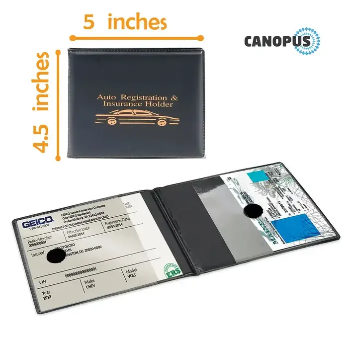 Portefeuille d'enregistrement et de carte d'assurance de voiture, Auto